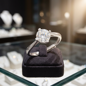 Anillo de Compromiso de Moissanita para Mujer, Plata de Ley 92.5, Bañado en Oro, Corte Brillante Redondo, Elegante y Duradero - Product Image 2