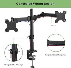 Support multi-écrans en acier réglable de nouvelle conception pour écrans de 10 à 32 pouces avec bras double inclinable à 90 degrés, fixation sur bureau - Product Image 2