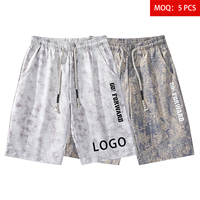 Short d'été léger et respirant anti-plis pour homme, imprimé lettres, tie-dye, 5 pouces, style streetwear décontracté, personnalisable, vente en gros