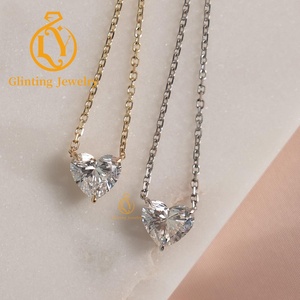 Collana con Pendente in Oro 14K 18K con Diamante <span class=keywords><strong>Solitario</strong></span> Taglio a Cuore IGI D VVS1 VS1 da 1CT 2CT 3CT, Design di Tendenza, Prezzo all'Ingrosso - Product Image 2
