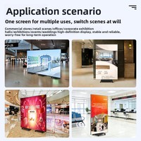 Layar Poster LED Lipat Tiga Indoor, Kios Digital Mobile untuk Papan Reklame Iklan Toko di Pusat Perbelanjaan Elite