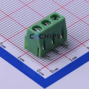 KF127R-5.0-3P Screw Terminal Block Bent Lead Through Hole,P=5mm Connector ( Construction: 1x3P )( Pitch: 5mm )( Color: Green ) - Product Image 2
