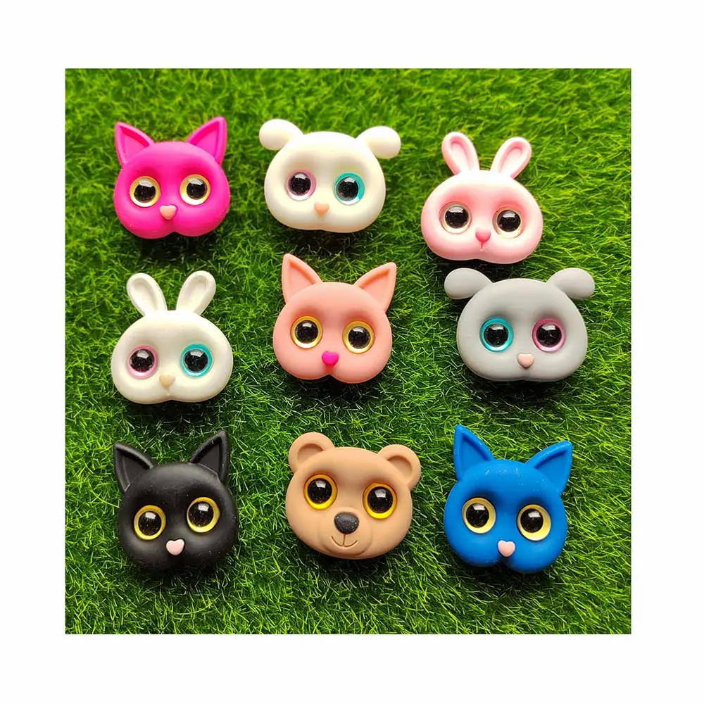 Carino Grande Occhio Testa di Gatto in resina piatta posteriore Cabochon Kawaii modello per fai da te decorazione per la casa portachiavi ornamento per cani