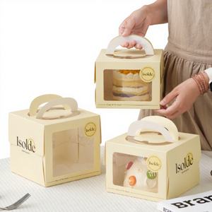 Caja de Pastel de Cumpleaños Personalizada, Caja de Embalaje de Pastel Redonda con Ventana y Asa, de <span class=keywords><strong>Cart</strong></span>ón de Grado Alimenticio - Product Image 2