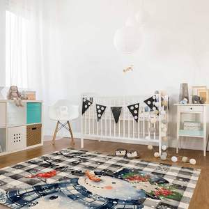 Noir noël ferme antidérapant anti-tache tapis bonhomme de neige flocons de neige tapis ensemble pour salon décor à la maison en Stock - Product Image 4