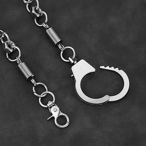 Gran oferta, cadena de cartera con esposas, Clip de pantalón Punk de enlace de resorte plateado para rebeldes, cadena de pantalón de Metal duradera - Product Image 6