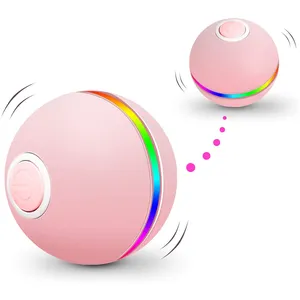 ลูกบอลแมวอัจฉริยะของเล่นสัตว์เลี้ยงแบบอินเตอร์แอคทีฟ USB ลูกบอลของเล่นแมวพร้อมกระดิ่งขนนกไฟหลากสี