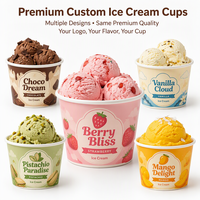 Gobelets en papier personnalisés imprimés sur le thème des desserts, pour yaourts glacés, gelatos, crèmes glacées, 2oz, 4oz, 8oz, 12oz, avec couvercles