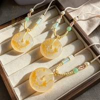 Pendentif de paix en agate, calcédoine et cuivre, motifs de dragon Pixiu colorés, ornement porte-bonheur, collier ethnique de style chinois