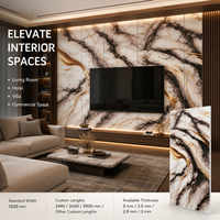 Panneau mural en PVC brillant MORLENX, effet marbre UV, noir cuivre, pour projets d'aménagement intérieur de luxe dans l'hôtellerie