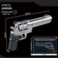 Mainan Pistol Model Blok Bangunan ABS Hitam yang Dapat Dirakit Detail Realistis Penandaan Ukuran Jelas Anak-anak Usia 8+ Skala 1:1 Panlos