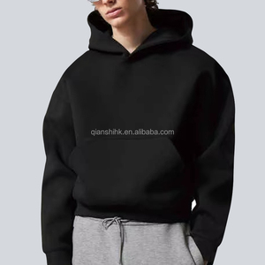 Vêtements d'hiver Meilleur fabricant de sweat à capuche uni Noir Custom Oversized Heavy Cotton Hoodies Men Cropped Heavyweight Blank Hoodie - Product Image 2