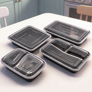 Contenedores de Preparación de Comidas de Grado Alimenticio al por Mayor de 30oz 40oz 48oz 58oz, Lonchera Desechable de PP, Caja Bento para Brunch, Contenedor de Comida para Llevar - Product Image 1