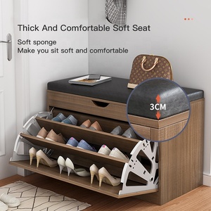 <span class=keywords><strong>Meuble</strong></span> <span class=keywords><strong>d</strong></span>'<span class=keywords><strong>entrée</strong></span> en bois pas cher, grand organisateur de chaussures moderne <span class=keywords><strong>avec</strong></span> siège et rangement - Product Image 4