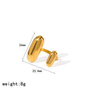Geometric Stainless Steel <b>Rings</b> 18K Gold Plated Open Design Unisex Daily Wear Modern Style Fashion Jewelry - Product Image 4