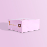 Boîtes d'emballage pliables roses personnalisées avec logo, qualité alimentaire, pour donuts, macarons, cupcakes, finition mate et gaufrage artistique
