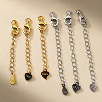 Chaîne d'extension de 5 cm avec fermoir mousqueton argenté, faite à la main, pour la vente en gros, accessoires de bijoux gravés, composants de collier