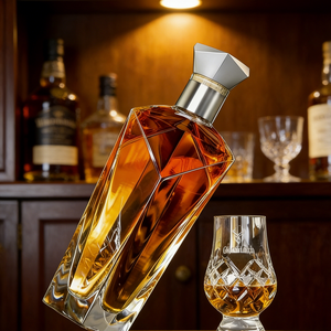 Bouteille à liqueur en verre clair épais et robuste pour whisky, rhum, vodka, <span class=keywords><strong>gin</strong></span>, tequila, brandy, bouteilles en verre de luxe personnalisées - Product Image 3