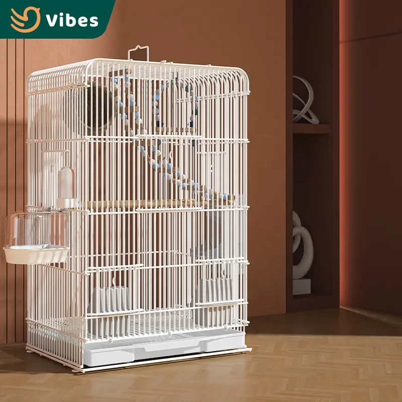 Fast Delivery Bulk Bird Cages White 60cm Height Parrot Bird Breeding Cages China With 1cm Encryption For Escape Prevention