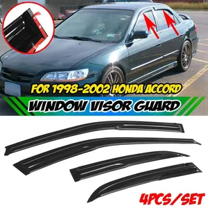 แผ่นบังแดดข้างรถยนต์สีดำ 4 ชิ้น สำหรับ Honda Accord ปี 1998-2002 ช่วยกันลมและกันฝน - Product Image 1