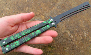 Kuaför Paslanmaz Çelik Kelebek Eğitim Tarak Vintage İskelet Katlanır Bıçak Uygulama saç fırçaları Salon Araçları UN777 - Product Image 2