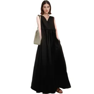 Ladies' Korean Fashionable Dresses Women Lady Elegant Mature Long Loose Skirt Office Sleeveless One-Piece Dress