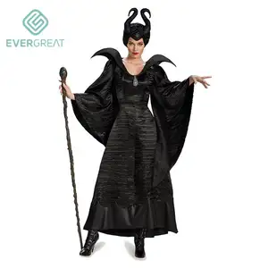 Costume Sexy reine maléfique pour femmes, robe fantaisie Cosplay, Halloween, maléfique, 3 pièces