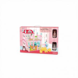 Casa delle bambole Dream Villa, set da gioco da 122 pezzi per ragazze dai 5 ai 7 anni, modello in plastica con mobili e bambole - Product Image 1