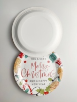 Vaisselle jetable pour fêtes de famille, design houx, Joyeux Noël, assiettes en papier pour dîner de Noël