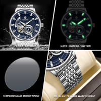 BINBOND 2026 Nuevo Modelo Original Relojes de Lujo para Hombre Correa de Acero Resistente al Agua Reloj Mecánico Luminoso para Hombre