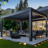 Pergola de jardin extérieure moderne de luxe à lamelles intelligentes en aluminium, type électrique 220V, finition poudrée, vente directe usine