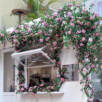 Guirlande de roses artificielles en soie style Monet, guirlande de fleurs suspendues pour vitrines