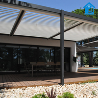 Pergola d'extérieur en aluminium Gazebo Persiennes de toit réglables bioclimatiques de luxe Ecran LED motorisé en alliage plastique à distance 3x4
