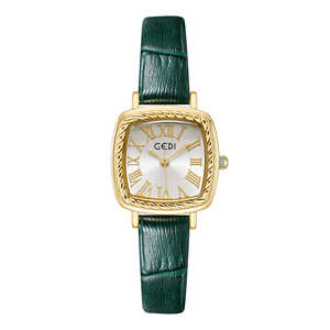 Reloj sencillo para mujer, pequeño y moderno, estilo cuadrado, nuevo reloj de cuarzo resistente al agua con correa de cuero - Product Image 5