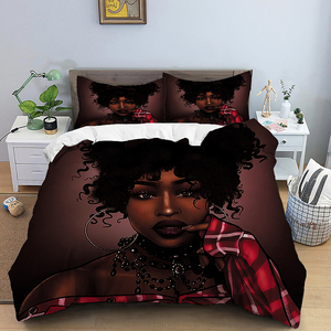 Juego <span class=keywords><strong>de</strong></span> Funda Nórdica con Estampado Personalizado en 3D <span class=keywords><strong>de</strong></span> Mujer Afroamericana, Tamaño Queen, con Funda <span class=keywords><strong>de</strong></span> Almohada - Product Image 4