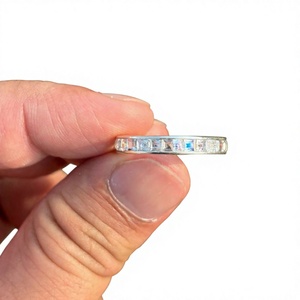 Natural Rainbow Moonstone Eternity Band <b>Ring</b> 925 Sterling Silver Handmade Gemstone Jewelry Wholesale Supplier - Product Image 1