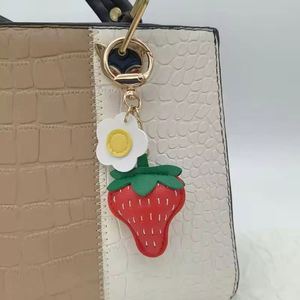 2025 Trendy Strawberry PU <b>Keychain</b> Cute Fruit Design Fashion Keyring for Women, Girls - High Quality Wholesale Key Chain Gift - Product Image 4