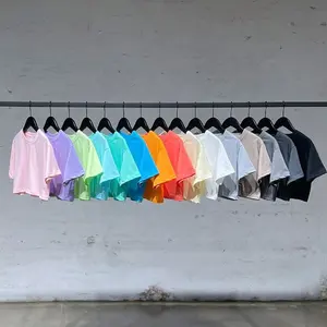 Vêtements pour femmes Fabricant personnalisé 100% coton couleur unie Boxy Crop Top T-shirts pour femmes