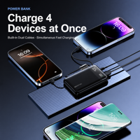 Power Bank Mini 10000mAh, Powerbank portabel pengisian cepat PD 20W ramping dengan tampilan Led dan kabel bawaan