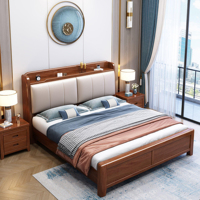 Meubles de chambre à coucher modernes en promotion, lit en bois massif, lit king size, lits en bois pour enfants avec rangement pour adultes