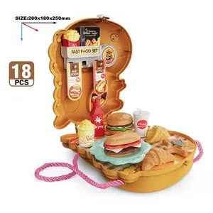 Dinossauro mochila Cozinhar Set hamburger Brinquedos plástico brinquedo fingir jogar cozinha para as crianças jogar set 18 peças