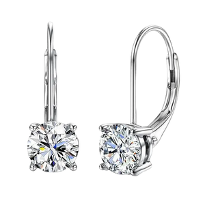 Pendientes Elegantes y Modernos de Plata de Ley 925 con Moissanita Redonda Brillante y Delicada - Product Image 4