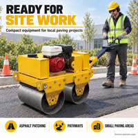 Compacteur vibrant portatif à double tambour de 0,5 tonne pour asphalte, avec moteur à essence fiable, idéal pour les projets de pavage mondiaux