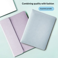 Housse d'ordinateur portable en similicuir de style horizontal, doublée de polaire, étui de protection intérieur pour ordinateur, élégante pochette en cuir pour ordinateur portable
