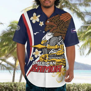 Camisa Hawaiana con Botones para <span class=keywords><strong>Hombre</strong></span>, Diseño de Águila Calva de Samoa Americana 2026, Estampado Tribal Samoano, Talla Grande, Informal, para Playa - Product Image 1