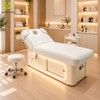Lit de Beauté Électrique de Luxe à 3 Moteurs avec Chauffage LED, USB et Espace de Rangement en Cuir PU – Idéal pour Esthéticiennes, Spas, Salons de Massage et Tatouage