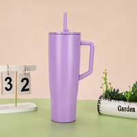 Gobelet isotherme de voyage en acier inoxydable 40 oz pour les fêtes de Noël, avec poignée et couvercle à paille, double paroi sous vide, pour café