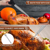 Aiguilles d'injecteur de marinade de poulet en acier inoxydable avec brosse de nettoyage pour la cuisson