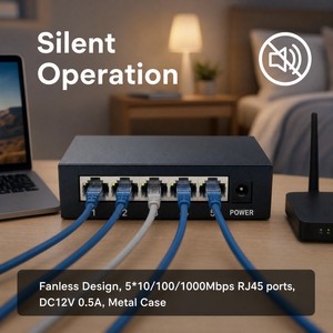 Ventilatorloze metalen behuizing 8-poorts Gigabit-<span class=keywords><strong>switch</strong></span> DC12V 1A, Plug&Play netwerksplitter voor binnenbekabelingsprojecten - Product Image 5