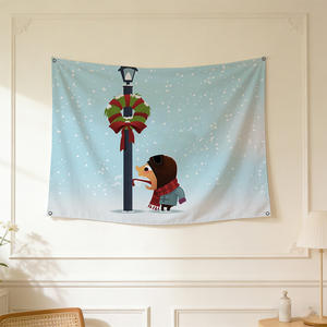 Drapeau 90x150cm représentant un enfant léchant un <span class=keywords><strong>lampadaire</strong></span> dans un jour neigeux, pour réchauffer chaque espace - prêt pour café, bar, maison et fête - Product Image 2